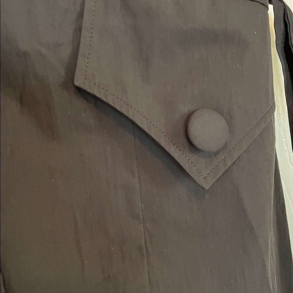 NWT Cynthia Rowley M Black Belted Trench Coat 3/4 sleeves. Shawl collar, pockets - Picture 6 of 10
